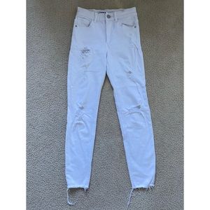 White, ripped, skinny, high waisted jeans